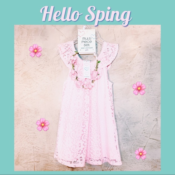 Self Esteem Other - 🌸Pink Lace Ruffle Spring Easter Dress